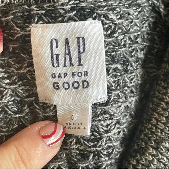 Gap Cardigan Sweater Men's Large Marled Gray Cotton Classic Shawl Neck Button Up - Picture 5 of 9